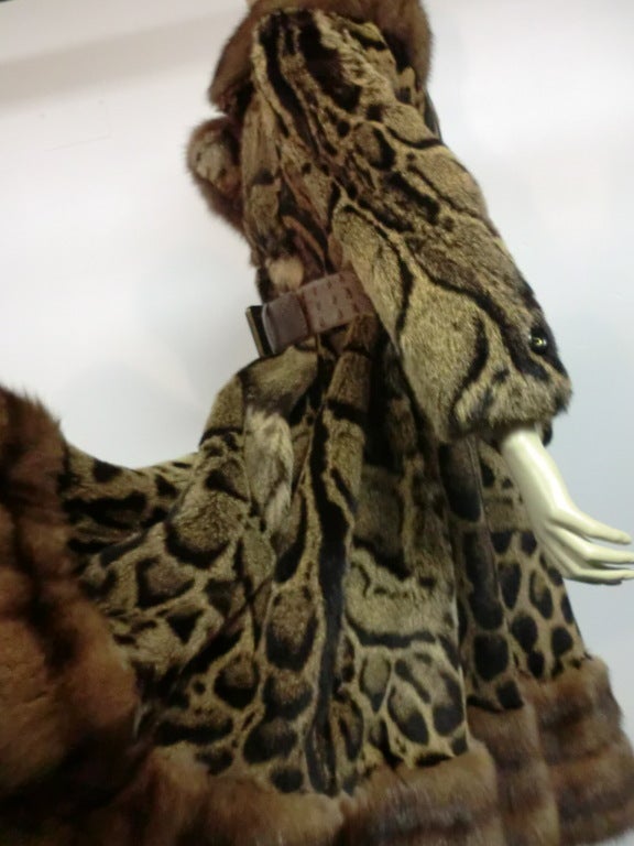 James Galanos Civet Fur Princess Coat w/ Luxurious Sable Trim 1