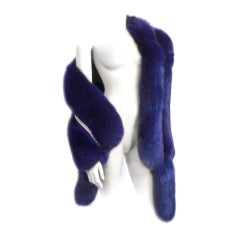 Royal Purple Dyed Fox Fur Boa w/ Rhinestone Trim