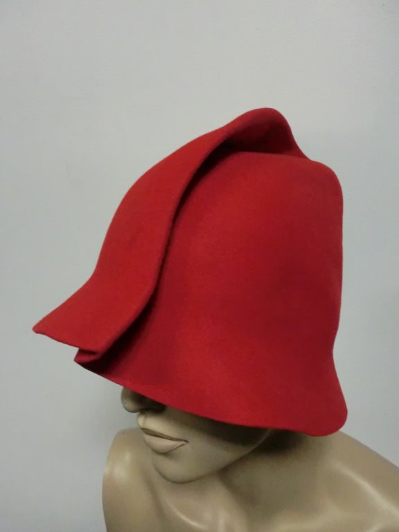 Sally Victor Surrealist Feutre rouge Fedora