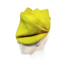Vintage 50s  Lemon Color Felt Pleated Hat