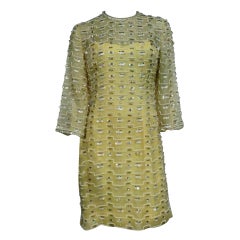 Vintage 60s Embellished Silk Organza Shift Dress w/ Liner