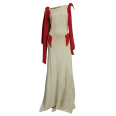 Germaine Monteil Couture 30's Bias Silk Slub Crepe Gown