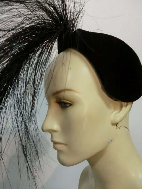 Howard Hodge Decadent 50s Felt Hat w/ Dramatic Feather Spray 2