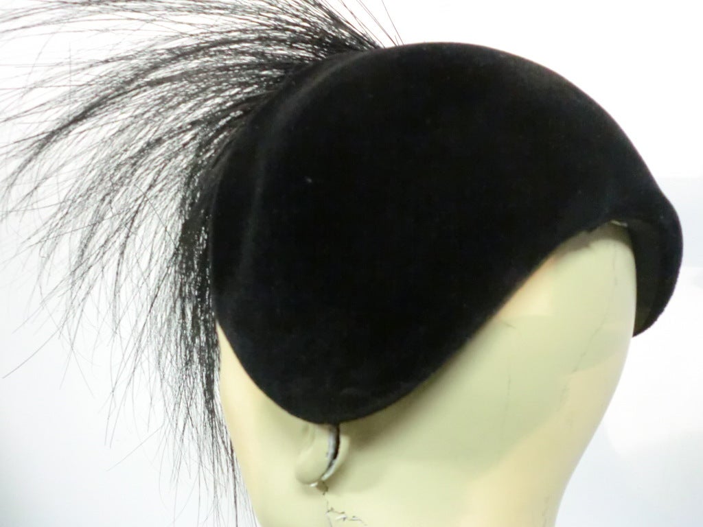 Howard Hodge Decadent 50s Felt Hat w/ Dramatic Feather Spray 3