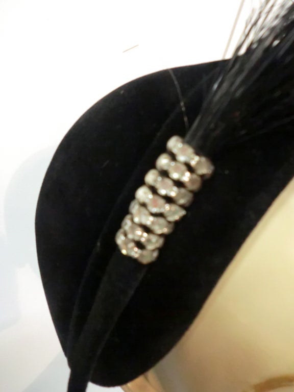 Howard Hodge Decadent 50s Felt Hat w/ Dramatic Feather Spray 4