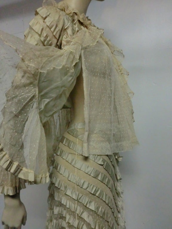 Victorian 2-Piece Silk Net and Ruffle Ensemble w/ Train 1