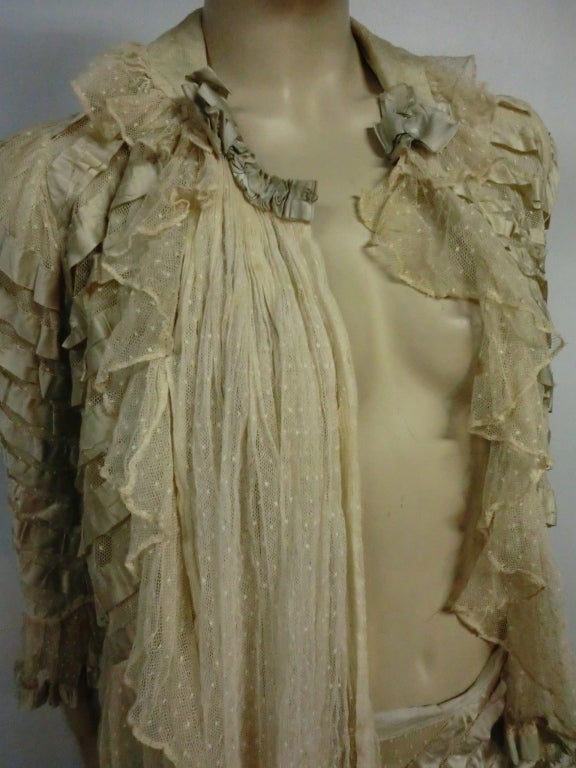 Victorian 2-Piece Silk Net and Ruffle Ensemble w/ Train 4