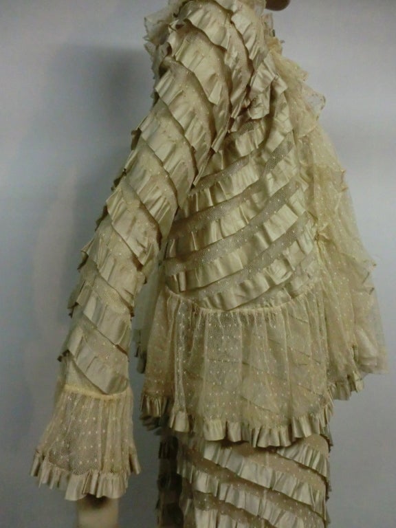 Victorian 2-Piece Silk Net and Ruffle Ensemble w/ Train 5