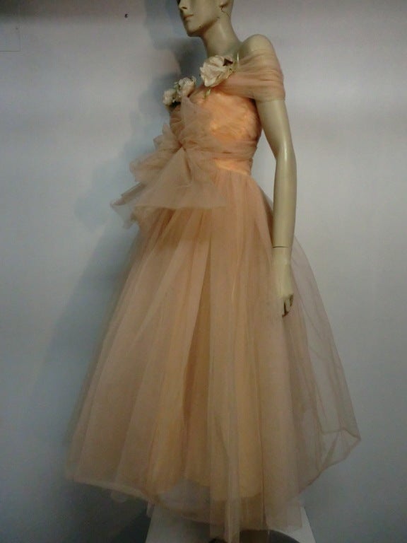 peach tulle dress