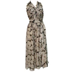 Chanel Silk Chiffon and Lace Print Knotted Bodice Dress