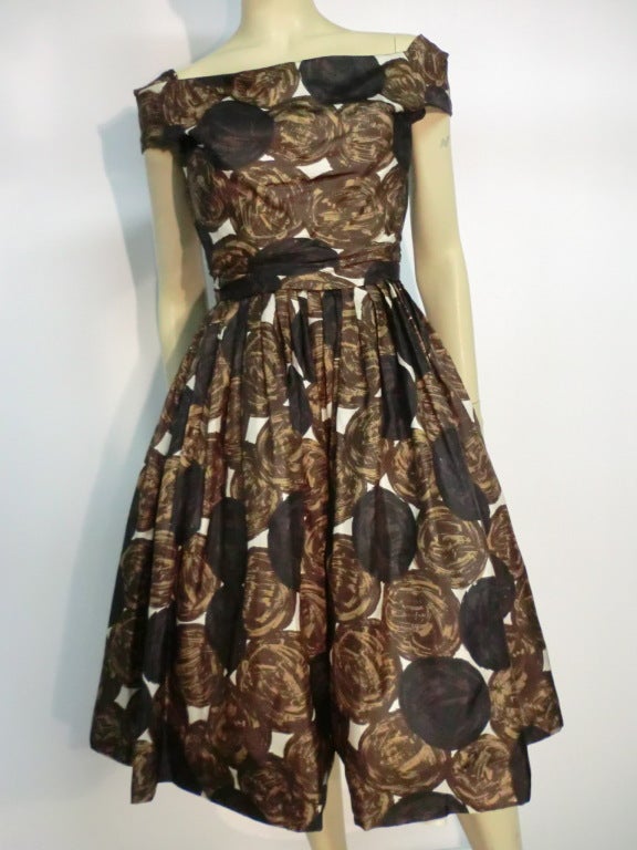 50s Silk Floral Print Party Dress