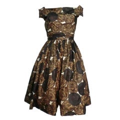 Retro 50s Silk Floral Print Party Dress