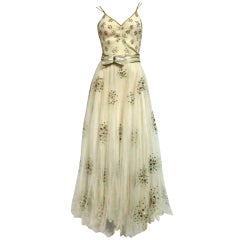 1930s Bergdorf Goodman Silk Tulle, Sequin and Lamé 12