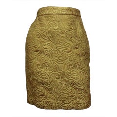 Yves Saint Laurent 80s Gold Brocade Mini Skirt 2