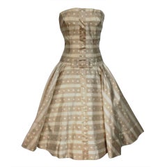 50s Irene Silk Summer Dress in Stripes and Dots 9