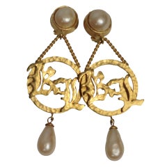 Karl Lagerfeld 80s "KL" Monogram and Faux Pearl Clip Earrings 6
