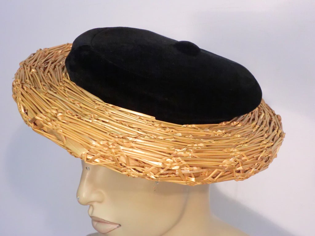 Marion Valle 50s Straw and Velvet Hat