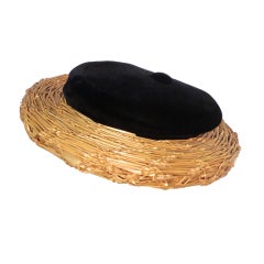 Marion Valle 50s Straw and Velvet Hat