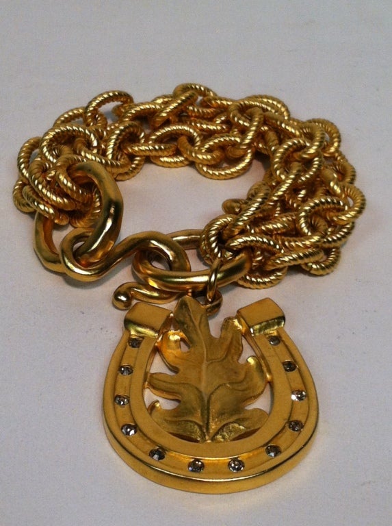 Karl Lagerfeld 80er Jahre „Gutes Glück“-Armband mit Hufeisen-Strass