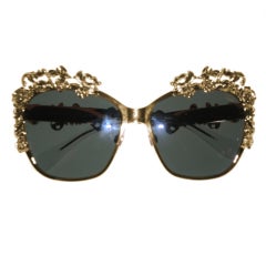 Dolce & Gabbana Gold Plated Floral Embellished Sunglasses - Mint