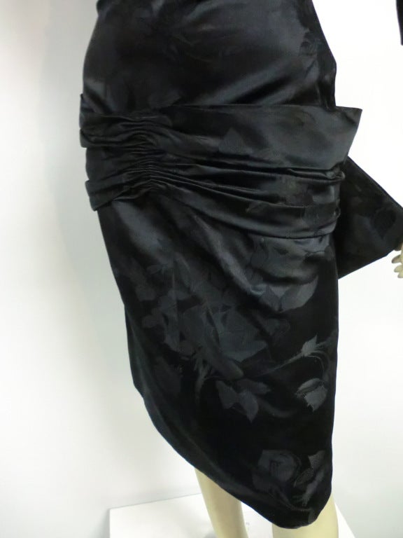 Women's 50s Silk Jacquard Cocktail Dress w/ Swallowtail Bow - For Sale