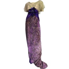 Edwardian Metallic Lace, Lavender Velvet and Satin Gown in Silk