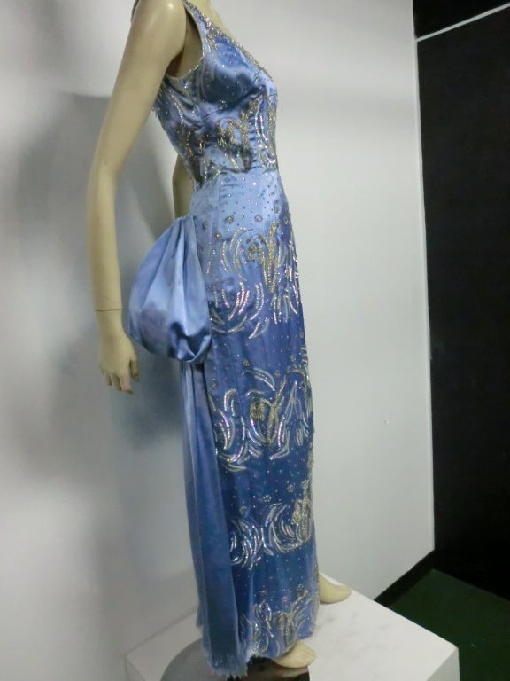 ice blue satin dress