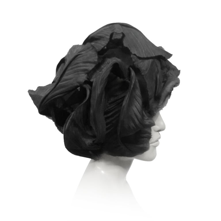 60s Mr. John Silk Tulle and Cabbage Leaf Turban
