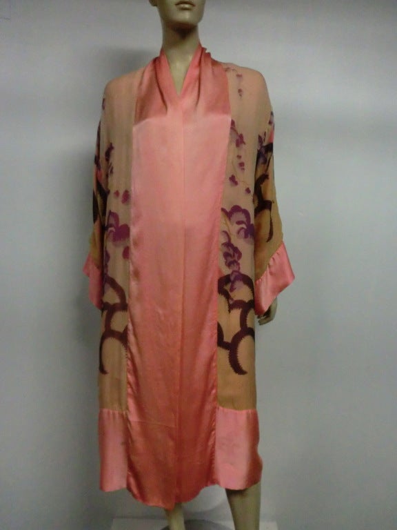 20s Hand-Painted Silk Deco Style Robe - Reversible 2