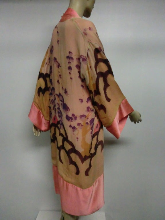20s Hand-Painted Silk Deco Style Robe - Reversible at 1stdibs
