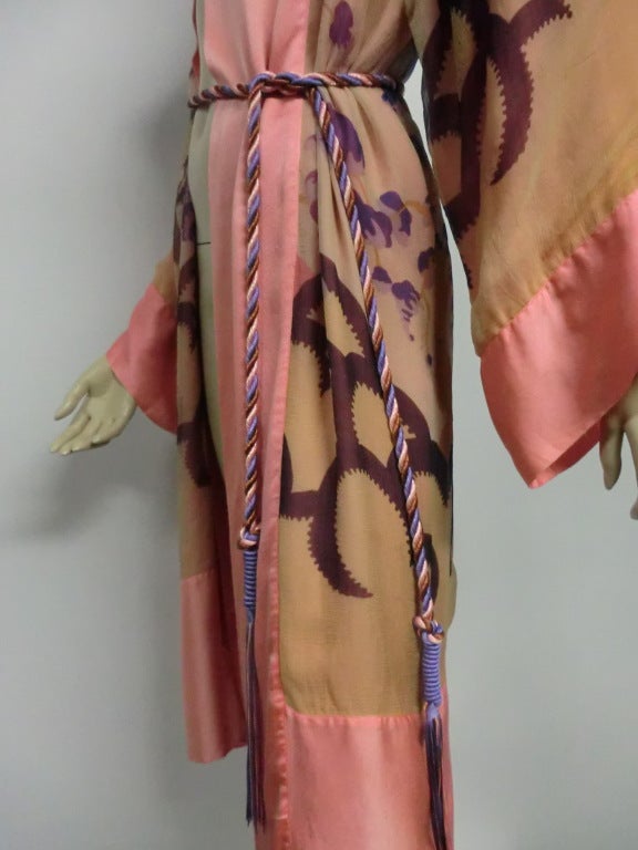 20s Hand-Painted Silk Deco Style Robe - Reversible 6