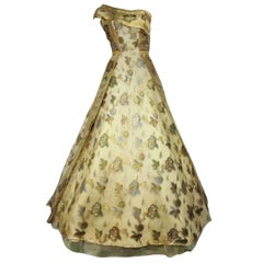 50s One-Shoulder Gown - Incredible Gold Brocade Sari Fabric