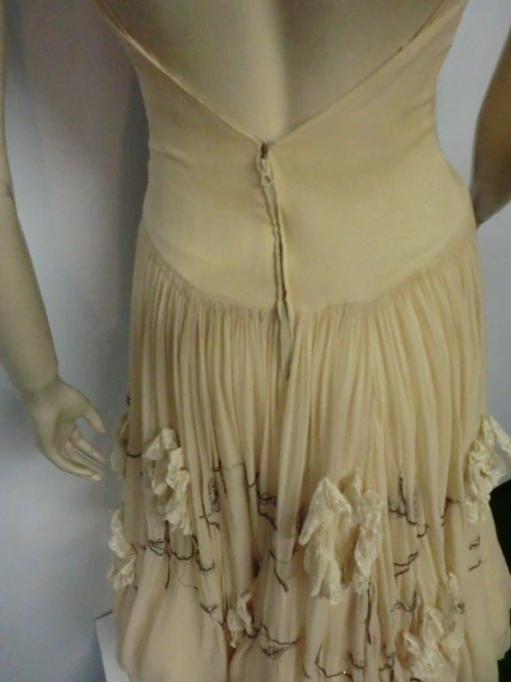 30s Katherine Kuhn Couture Beaded Silk Chiffon and Lace Gown 4