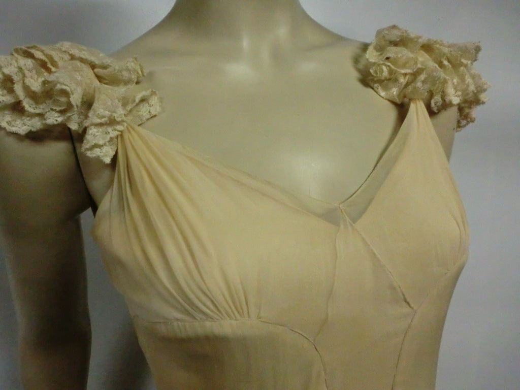 30s Katherine Kuhn Couture Beaded Silk Chiffon and Lace Gown 6