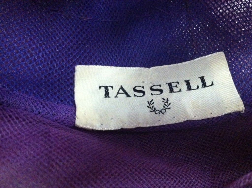 60s Tassell Lavender Tulle Beehive Hat w/ Optional Veil 3