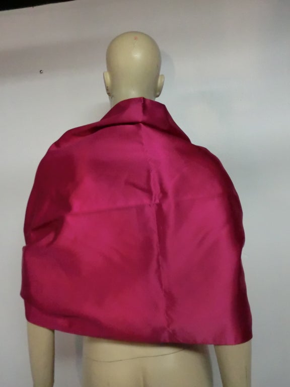 Couture Fuchsia Silk Stole w/ Ostrich Feather Tassels at ...