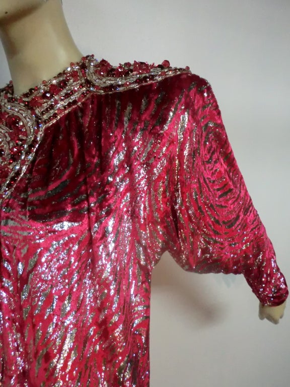 80s Nina Ricci Haute Couture Jeweled Yolk Lamé Velvet Caftan For Sale ...