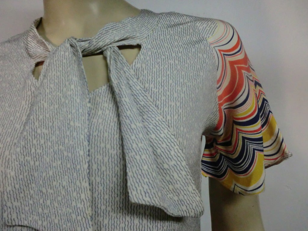 1930s Rayon Print Day Dress w/ Print Inserts