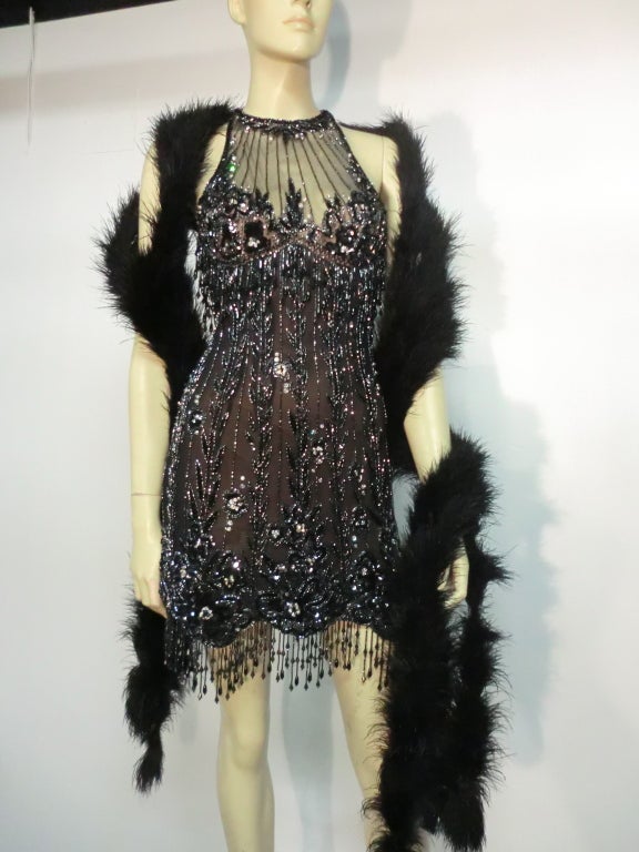 Gatsby! A fabulous 1980s beaded silk dress from Bob Mackie!  In a 20s-inspired 