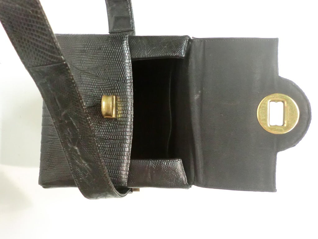 Women's 1940s Black Lizard Box Bag