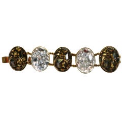 Yves Saint Laurent Brass and Poured Glass Bracelet