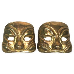 Vintage 80s Isabel Canovas Large Kabuki Mask Earrings