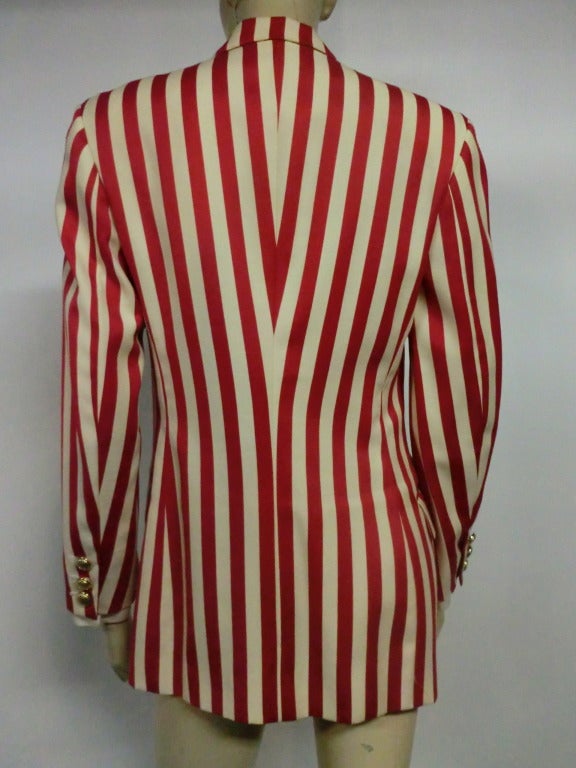 Women's 80s Awning Stripe Blazer w/ Gold Buttons