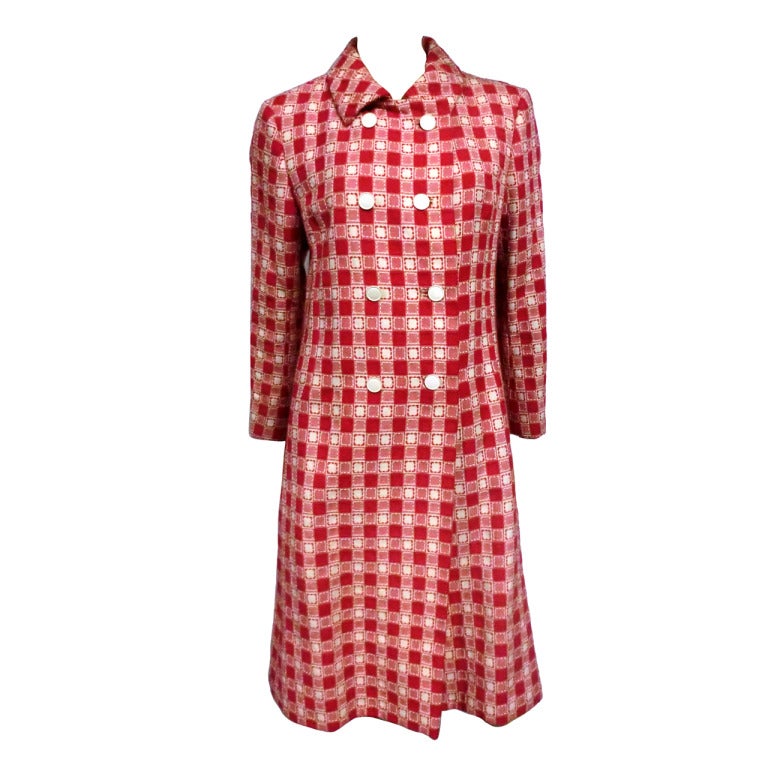 1960s Givenchy Gingham Check Spring Coat