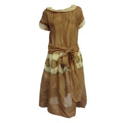 1920s Swiss Dot Organdy Day Dress with Sash