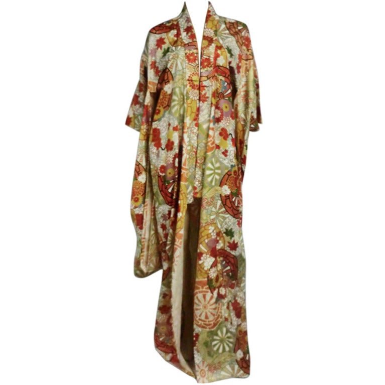 1940s Japanese Painted Silk Kimono