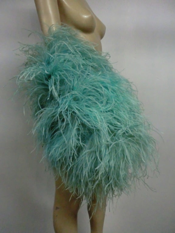 1920s extravagant aqua ostrich feather muff:  20