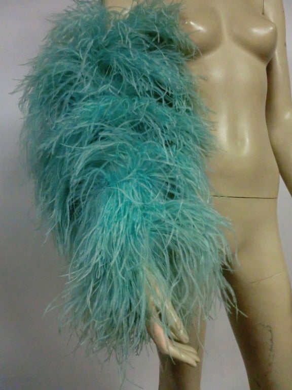 1920s Aqua Ostrich Feather Decorative Evening Muff 1