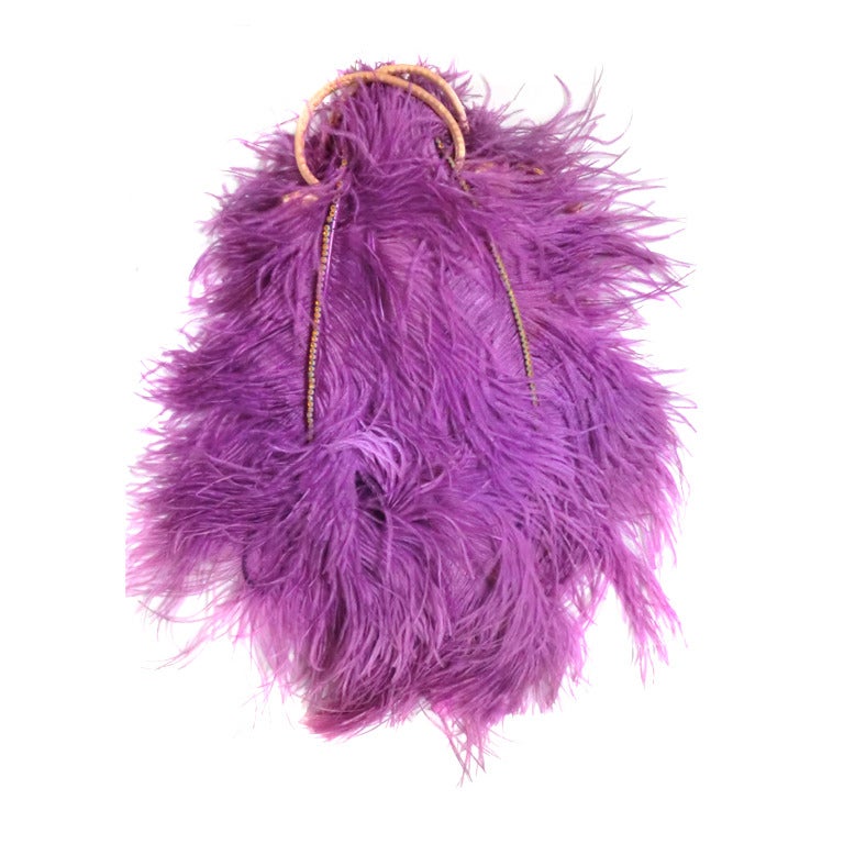 1920s Ostrich Feather "Fan" Evening Bag in Fuchsia