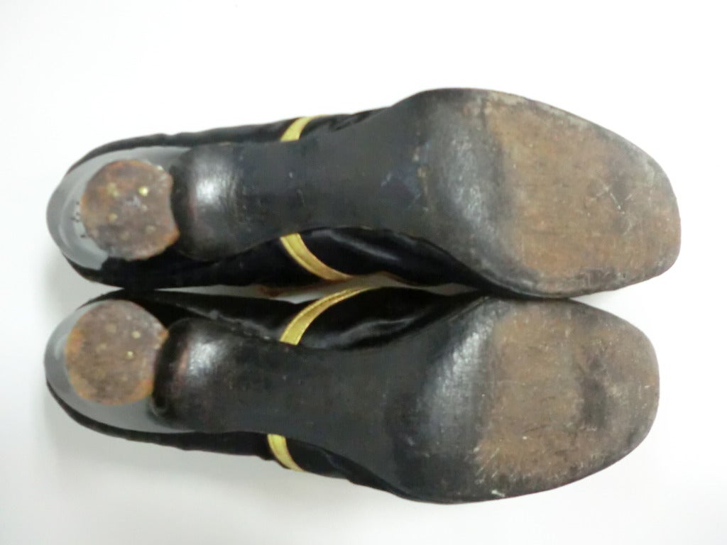 1920's Silk/Gilt Leather and Rhinestone Dancing Shoe 1